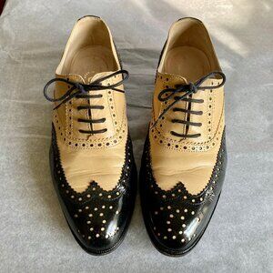CHANEL a/w 1996 spectator oxfords two tone brogues wingtip CC logo 38 7 7.5